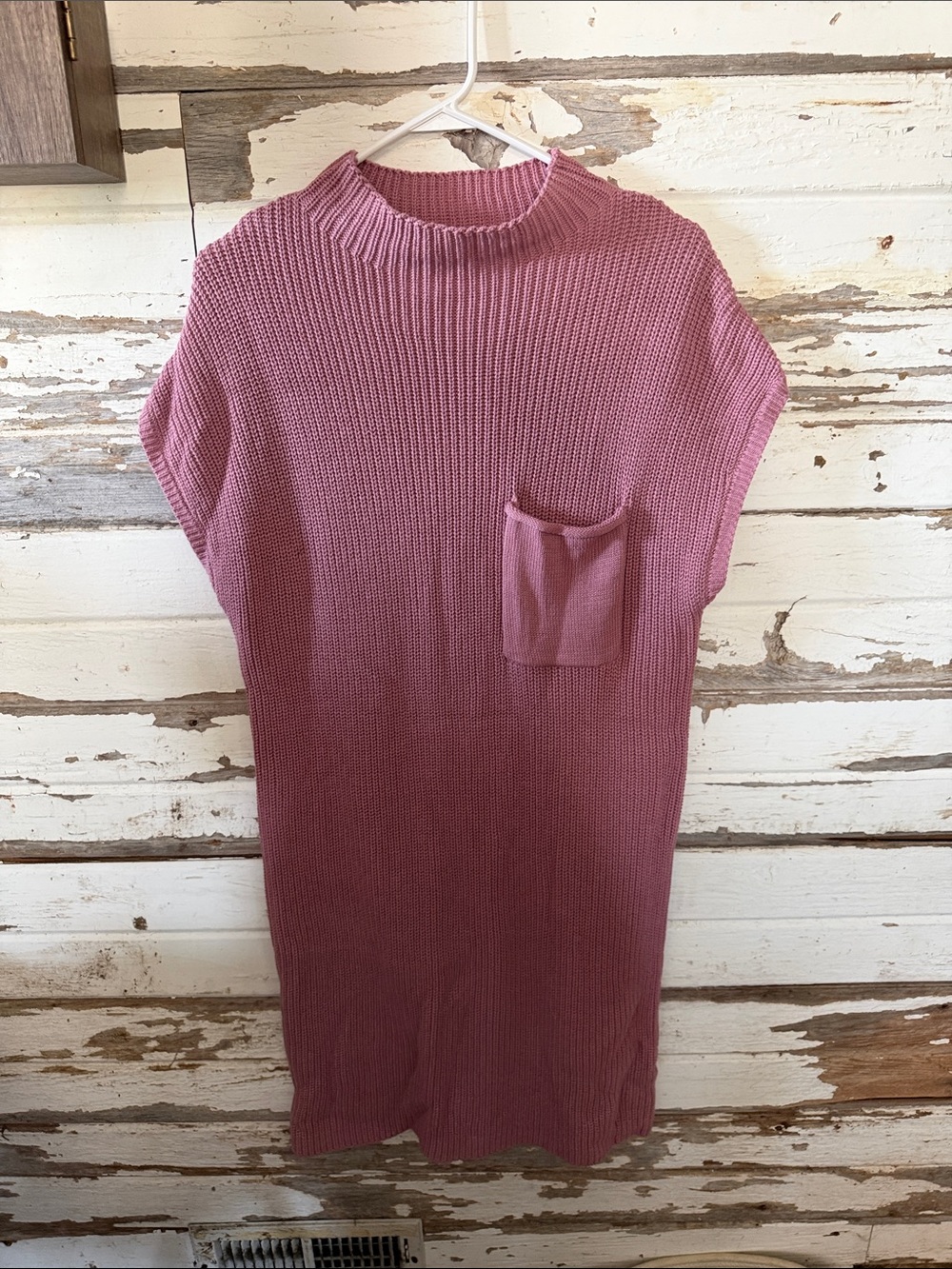 Zenana Outfitters Dusty Rose Knit Mock Neck Maxi Dress